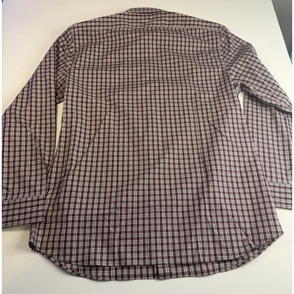 Banana Republic Men’s XL Slim Fit Wrinkle Resistant Burgundy Plaid Shirt NWT